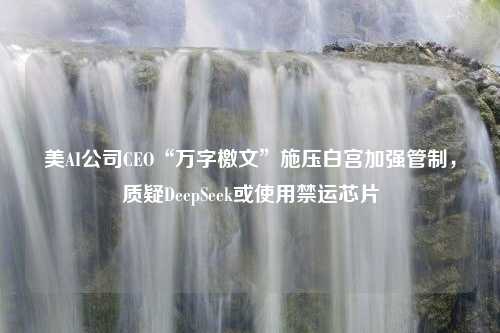 美AI公司CEO“万字檄文”施压白宫加强管制，质疑DeepSeek或使用禁运芯片