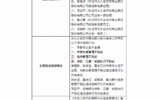 河北大名农村商业银行被罚200万元：因贷款“三查”制度执行不到位等违法违规行为