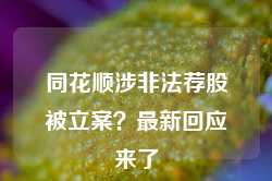 同花顺涉非法荐股被立案？最新回应来了