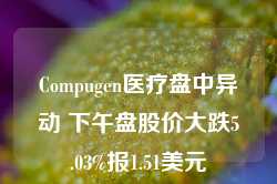 Compugen医疗盘中异动 下午盘股价大跌5.03%报1.51美元