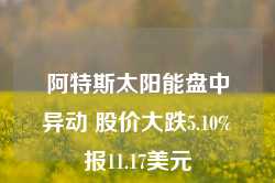 阿特斯太阳能盘中异动 股价大跌5.10%报11.17美元