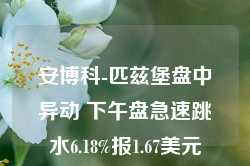 安博科-匹兹堡盘中异动 下午盘急速跳水6.18%报1.67美元