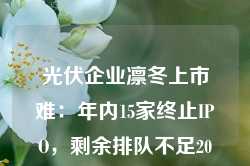 光伏企业凛冬上市难：年内15家终止IPO，剩余排队不足20家