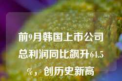 前9月韩国上市公司总利润同比飙升64.5%，创历史新高