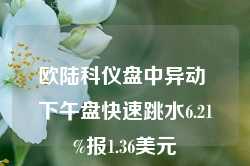 欧陆科仪盘中异动 下午盘快速跳水6.21%报1.36美元