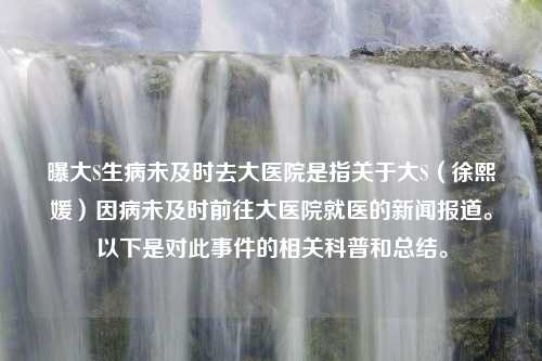 曝大S生病未及时去大医院是指关于大S（徐熙媛）因病未及时前往大医院就医的新闻报道。以下是对此事件的相关科普和总结。